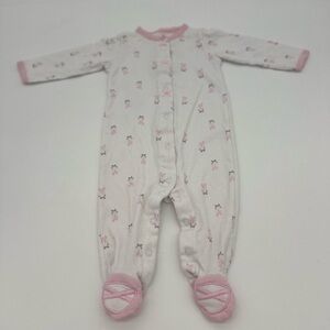 Baby Girl One Piece Ballerina Long Sleeve bodysuit White 6 Months Cotton